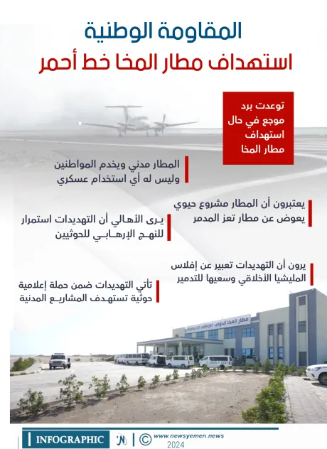المقاومة الوطنية: استهداف مطار المخا خط أحمر- انفوجرافيك